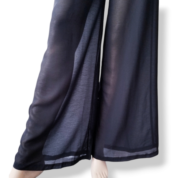 Mod Modele Black Chiffon Studded Belted Jumpsuit Size Small - Picture 4 of 9